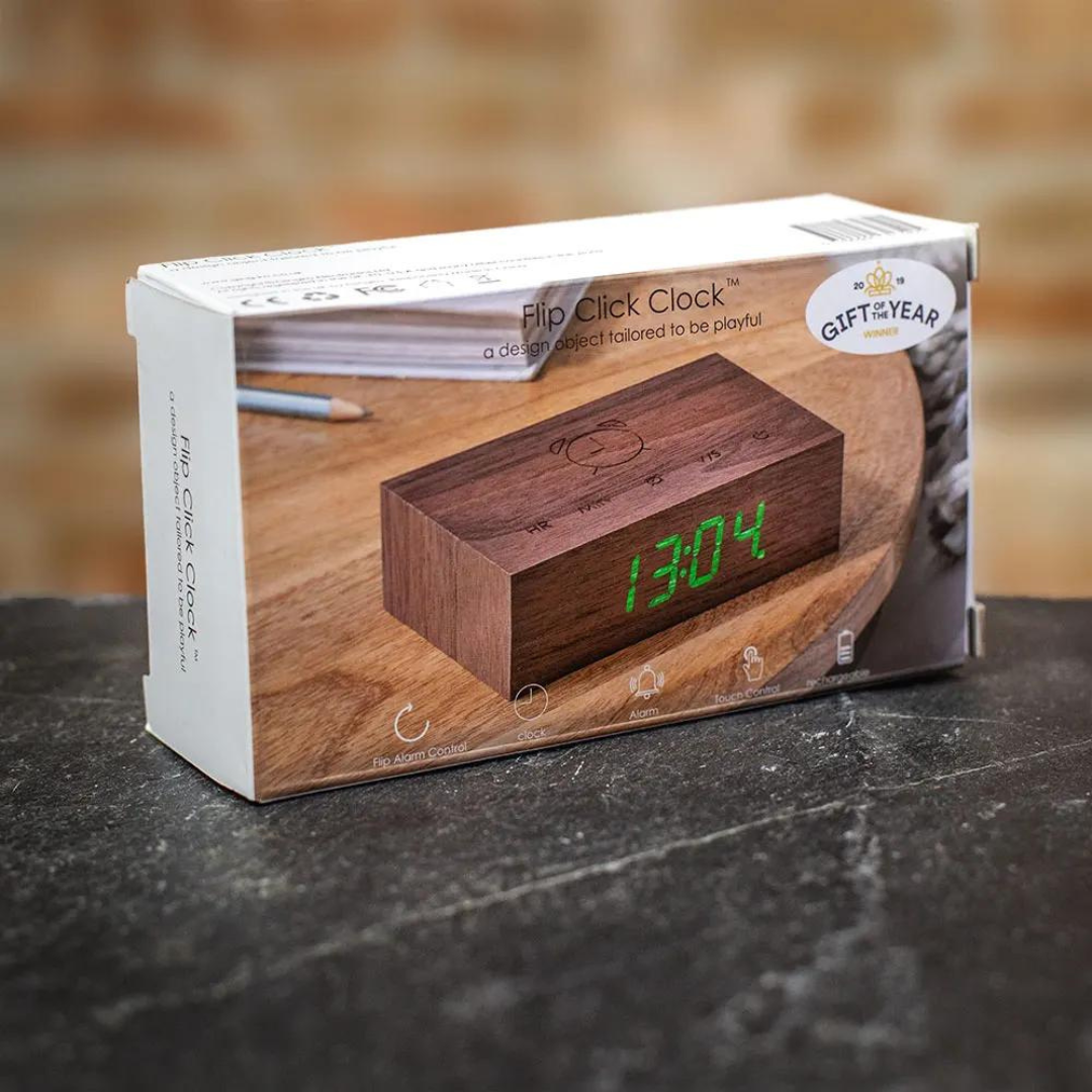 Gingko Design | Flip Click Alarm Clock Ash by Weirs of Baggot Street