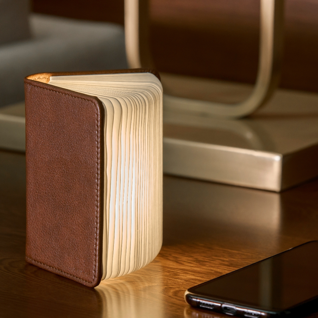 Gingko Design | Mini Smart Book Light Brown Leather Weirs of Baggot Street