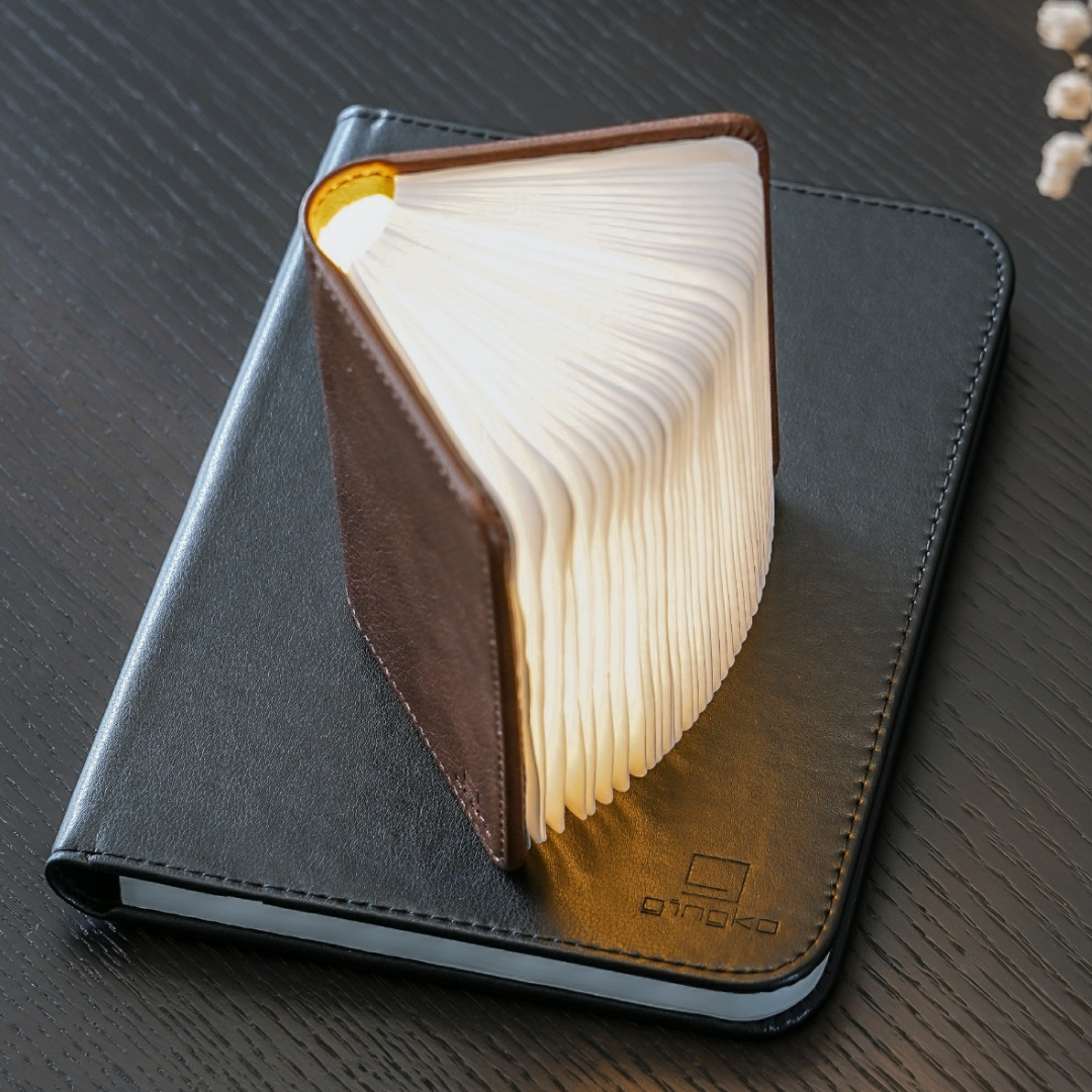 Gingko Design | Mini Smart Book Light Brown Leather Weirs of Baggot Street