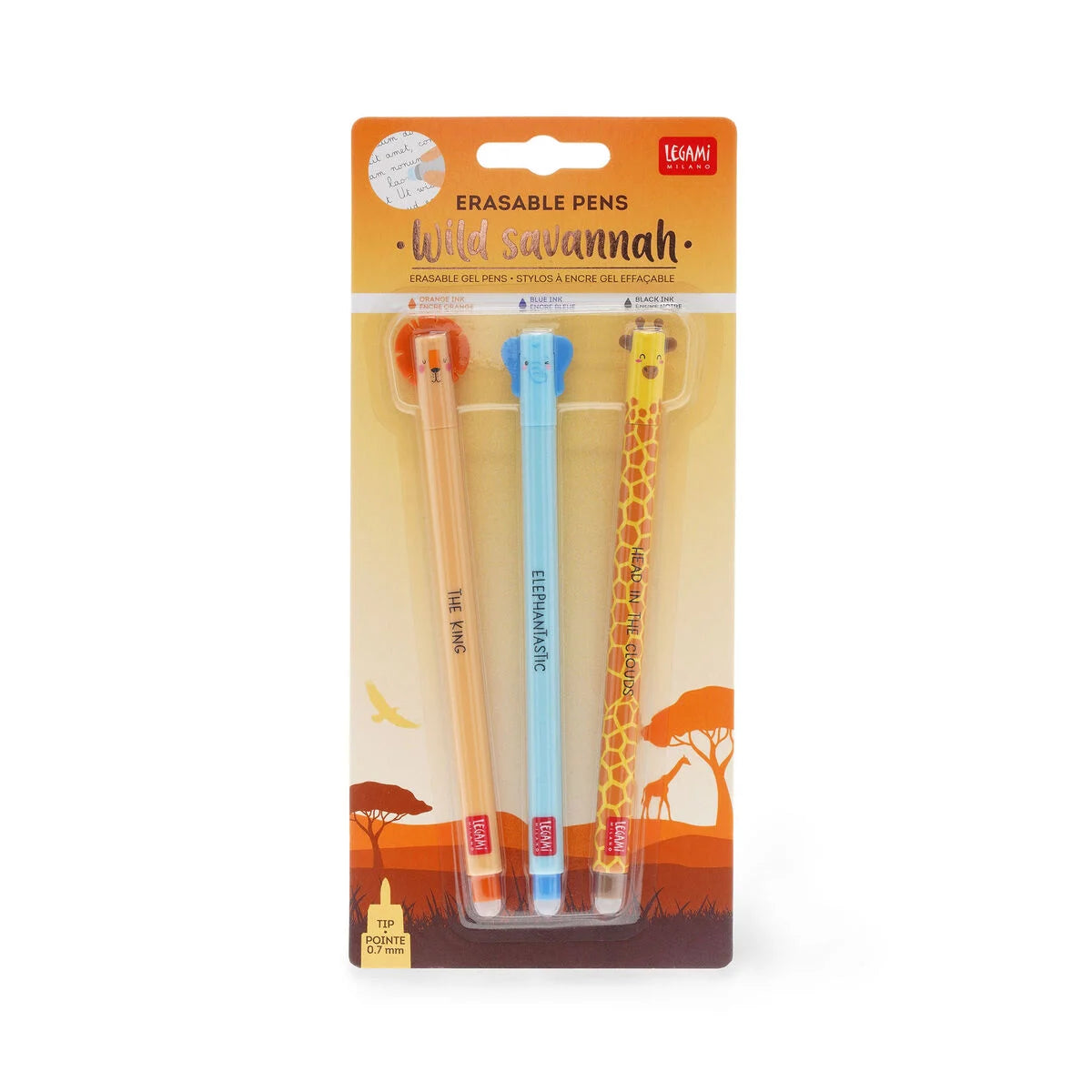 Legami Erasable Gel Pen Set 3Pk Wild Savannah by Weirs of Baggot Street