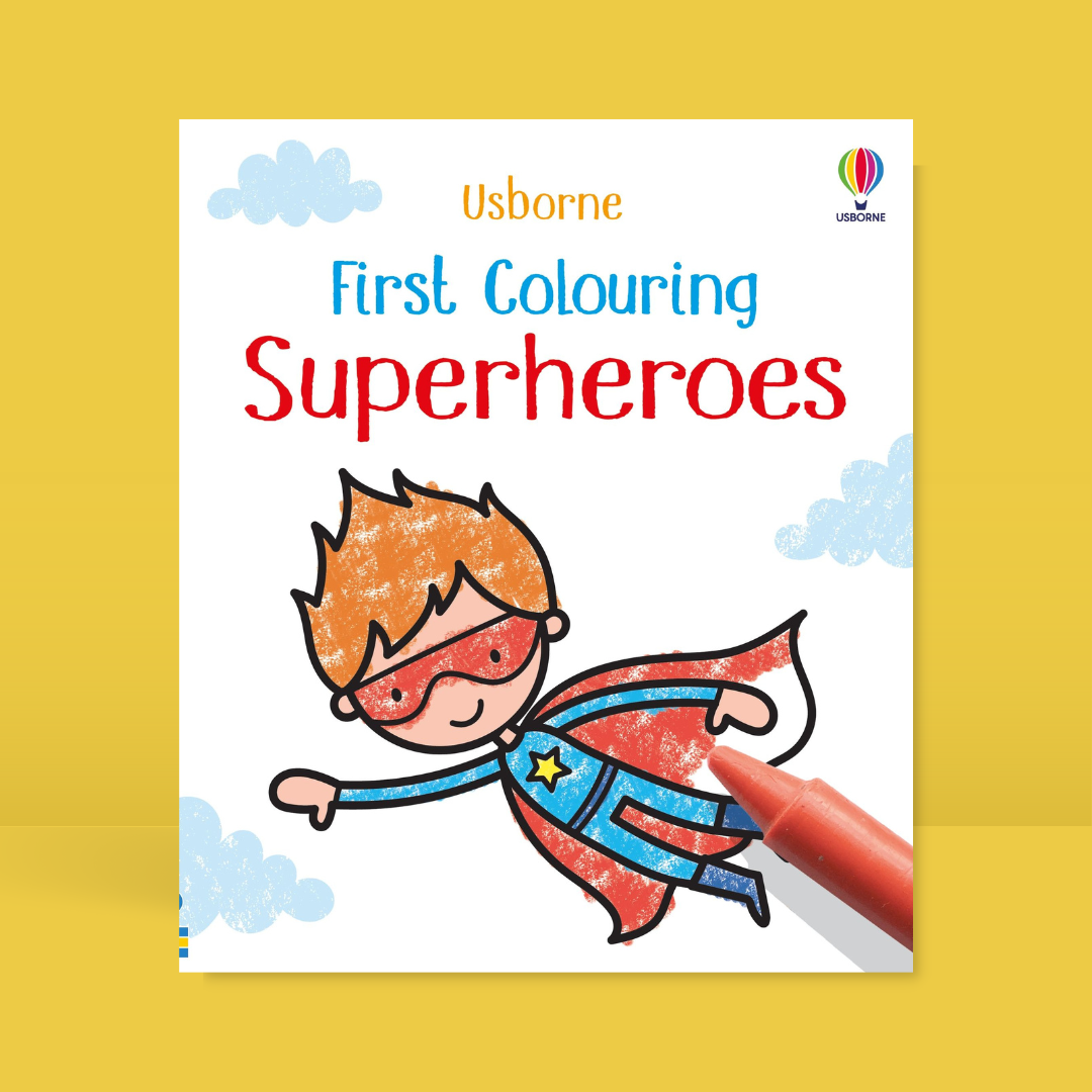 Little Bookworms | Usborne First Colouring Superheroes by Weirs of Baggot Street