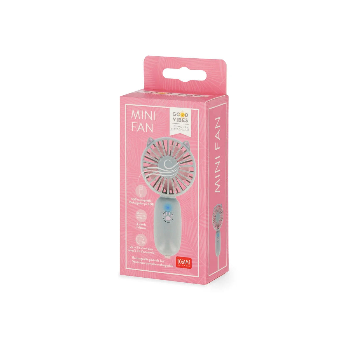 Fabulous Gifts Beach Accessories Legami Rechargeable Portable Fan - Mini Fan - Kitty by Weirs of Baggot Street