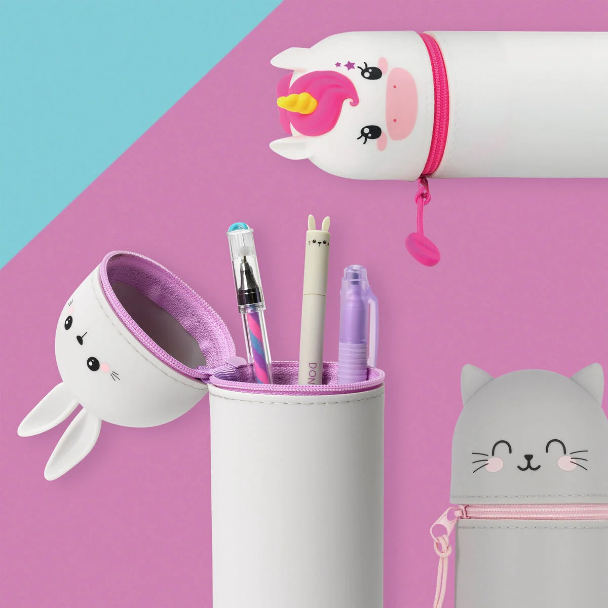 Pencil Case | Legami Kawaii 2-In-1 Soft Silicone Pencil Case Kitty by Weirs of Baggot Street