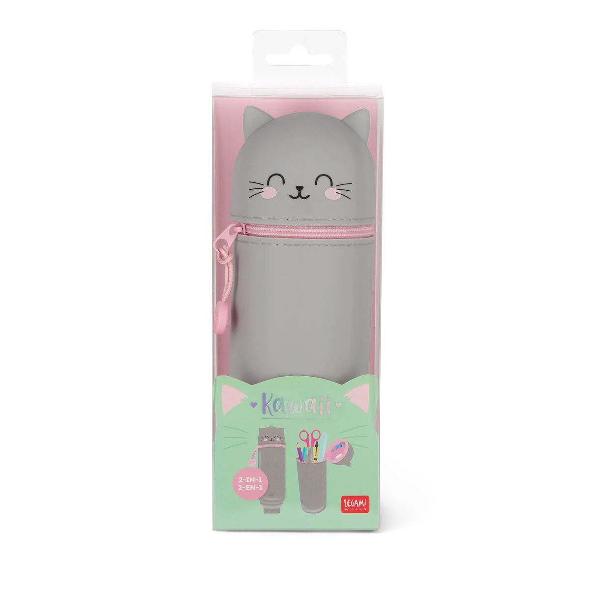 Pencil Case | Legami Kawaii 2-In-1 Soft Silicone Pencil Case Kitty by Weirs of Baggot Street