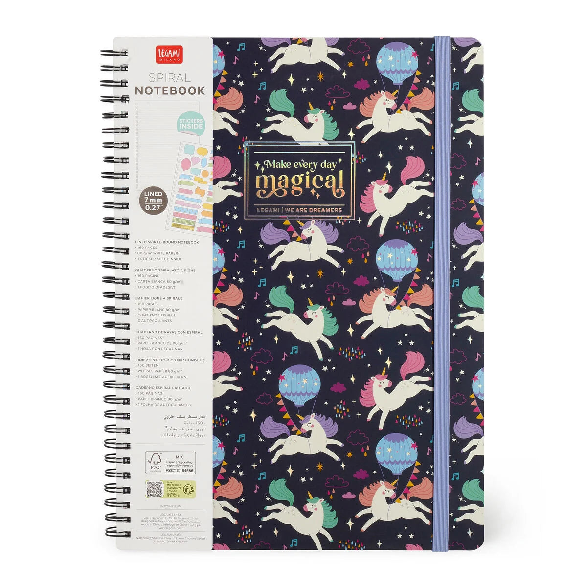 Stationery Legami A4 Spiral Lined Notebook Unicorn by Weirs of Baggot Street