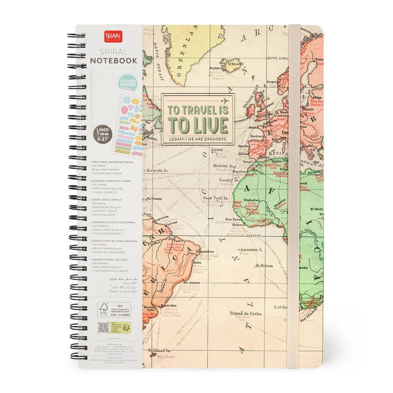 Stationery Legami A4 Spiral Notebook Travel by Weirs of Baggot Street