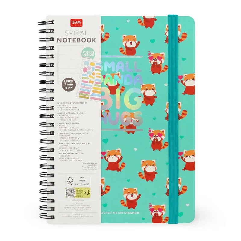 Stationery Legami A5 Spiral Lined Notebook Red Panda by Weirs of Baggot Street