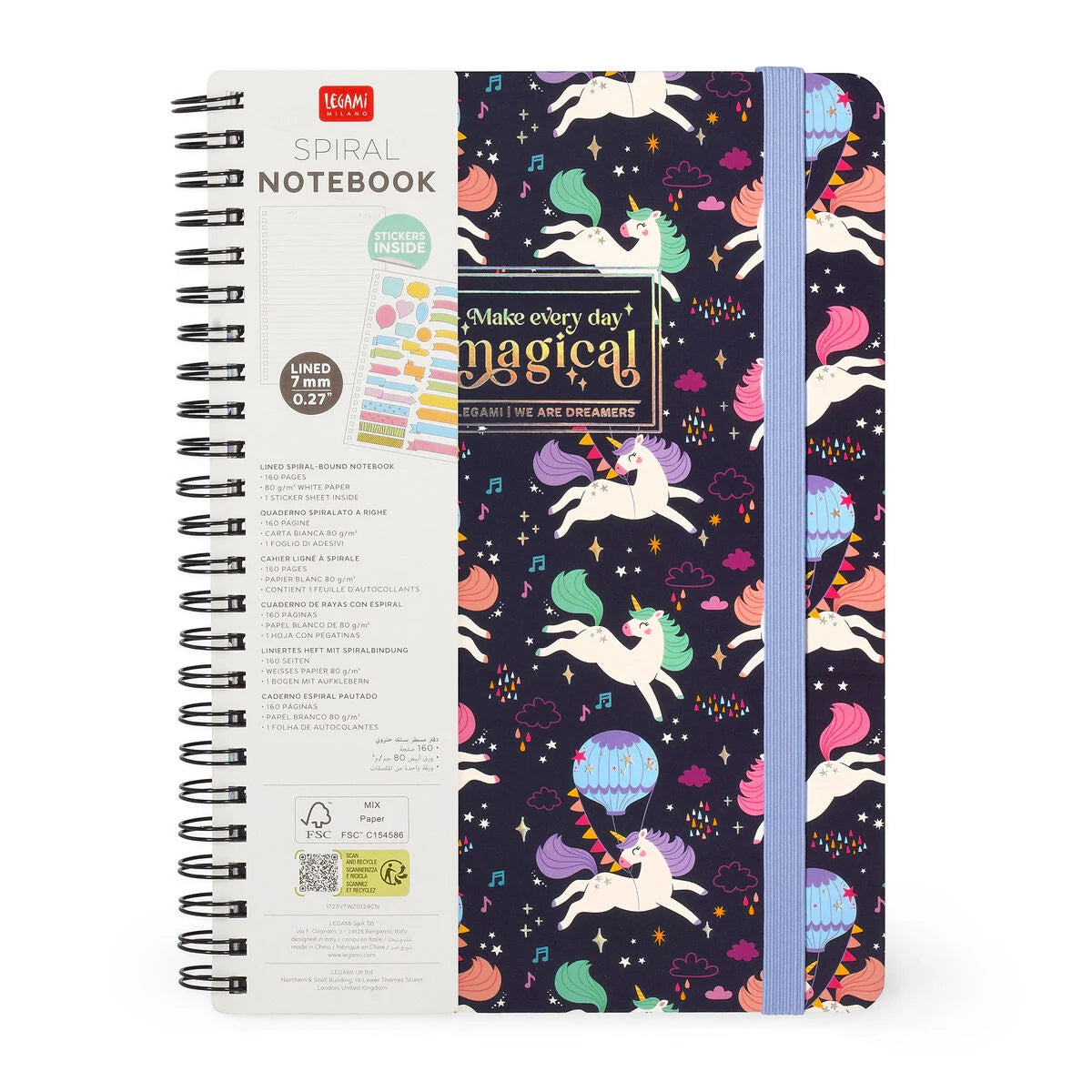 Stationery Legami A5 Spiral Notebook Lined Unicorn by Weirs of Baggot Street