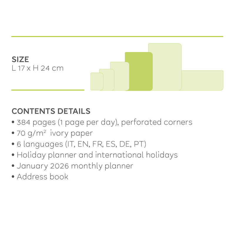 Stationery | Legami 12 Month Large Daily Diary 2025 Milk & Mint by Weirs of Baggot Street