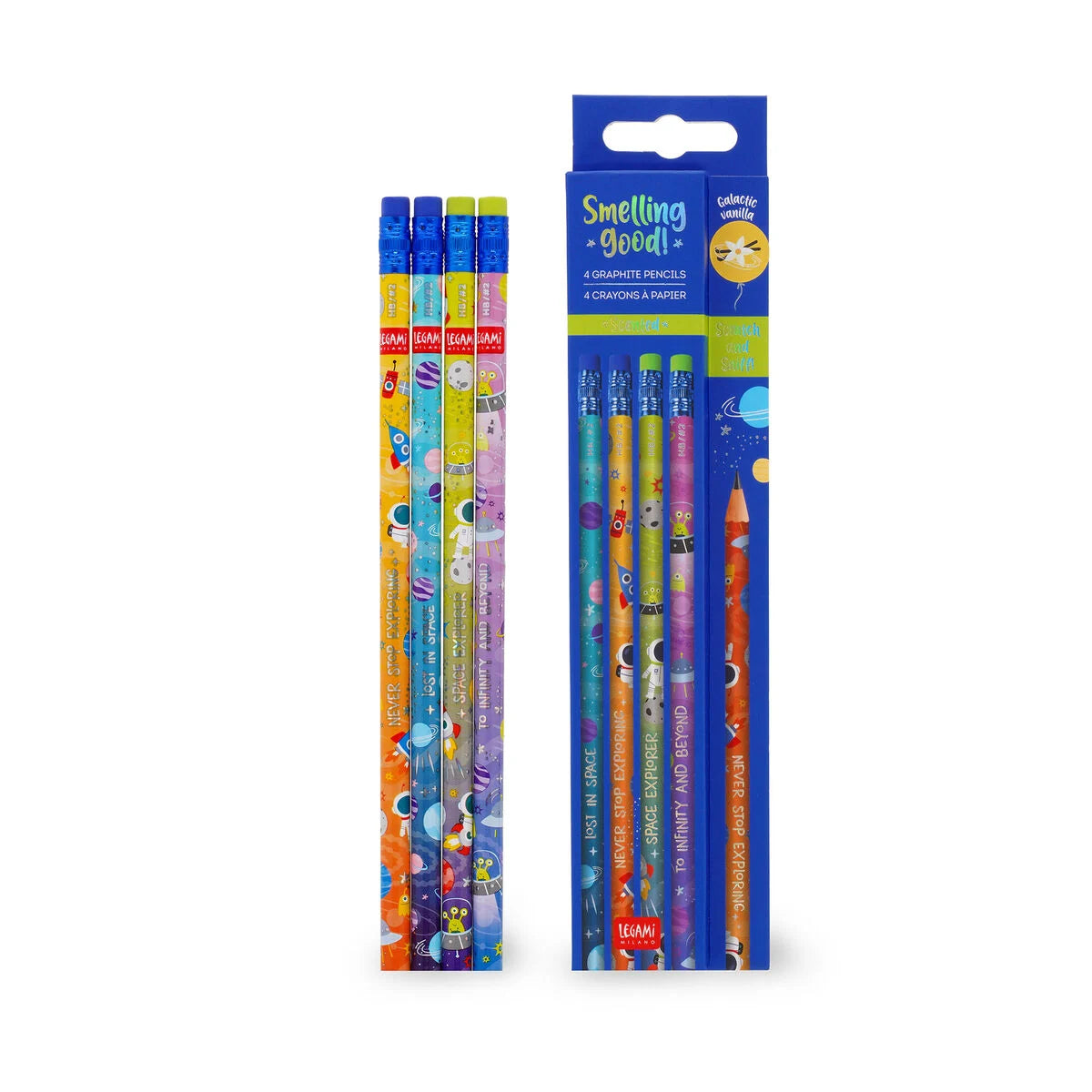 Stationery | Legami 4 Scented Hb Graphite Pencils Space by Weirs of Baggot Street