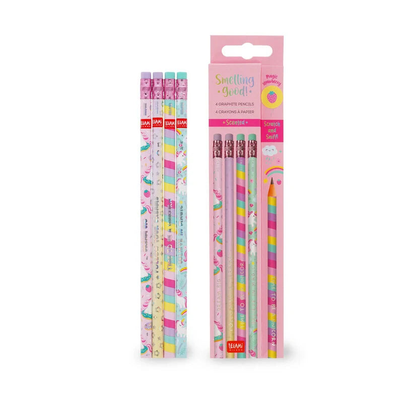 Stationery | Legami 4 Scented Hb Graphite Pencils Unicorn by Weirs of Baggot Street