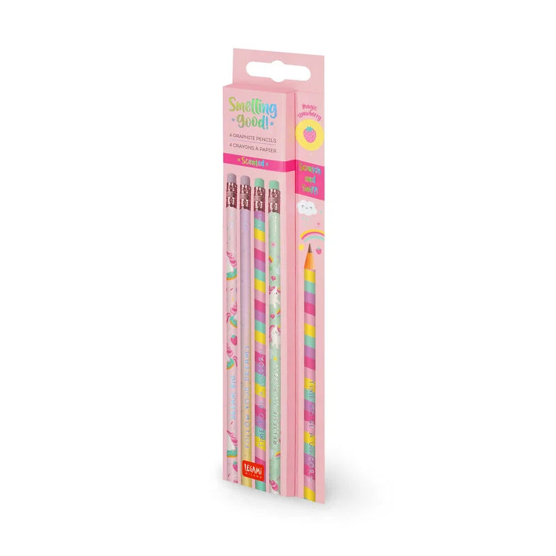 Stationery | Legami 4 Scented Hb Graphite Pencils Unicorn by Weirs of Baggot Street