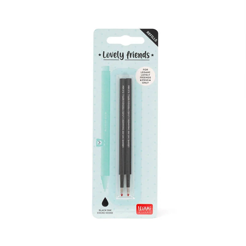 Stationery | Legami Erasable Pen Refills Lovely Friends 2Pk Black by Weirs of Baggot Street