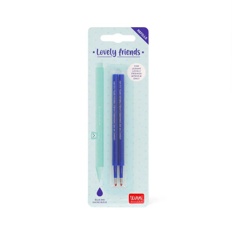 Stationery | Legami Erasable Pen Refills Lovely Friends 2Pk Blue by Weirs of Baggot Street