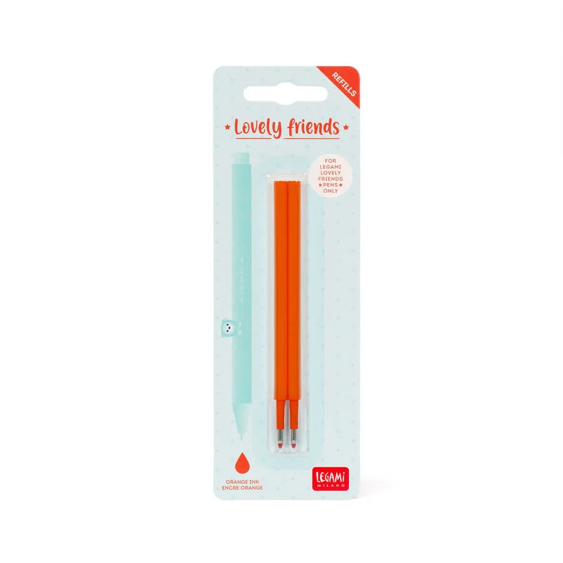 Stationery | Legami Erasable Pen Refills Lovely Friends 2Pk Orange by Weirs of Baggot Street