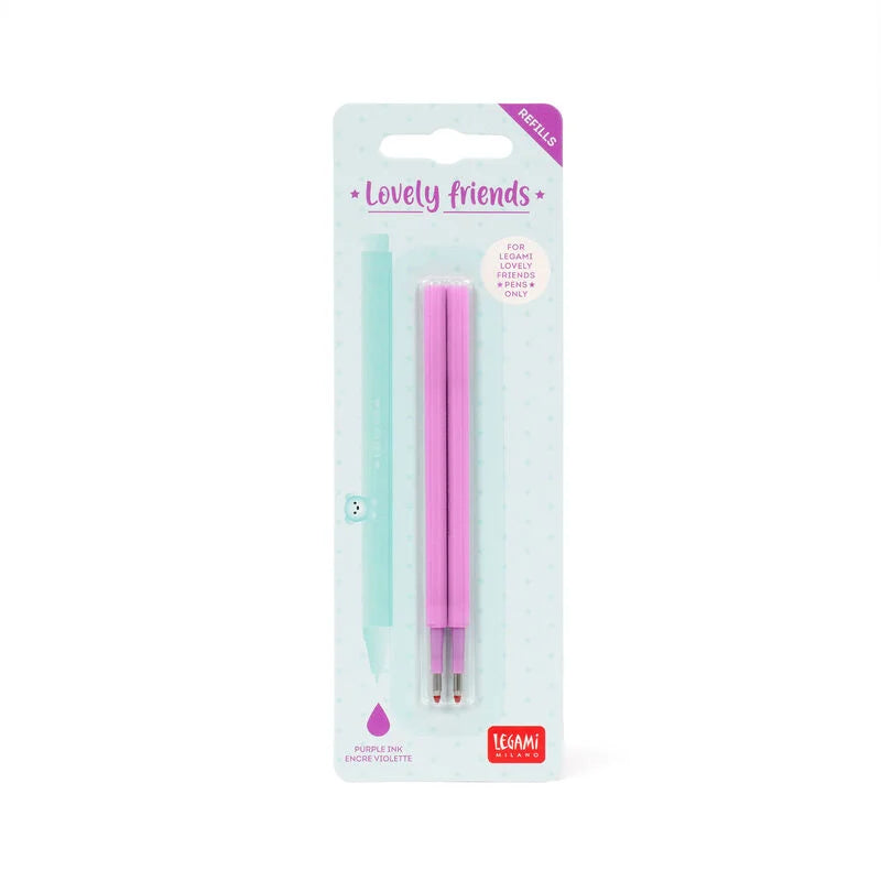 Stationery | Legami Erasable Pen Refills Lovely Friends 2Pk Purple by Weirs of Baggot Street