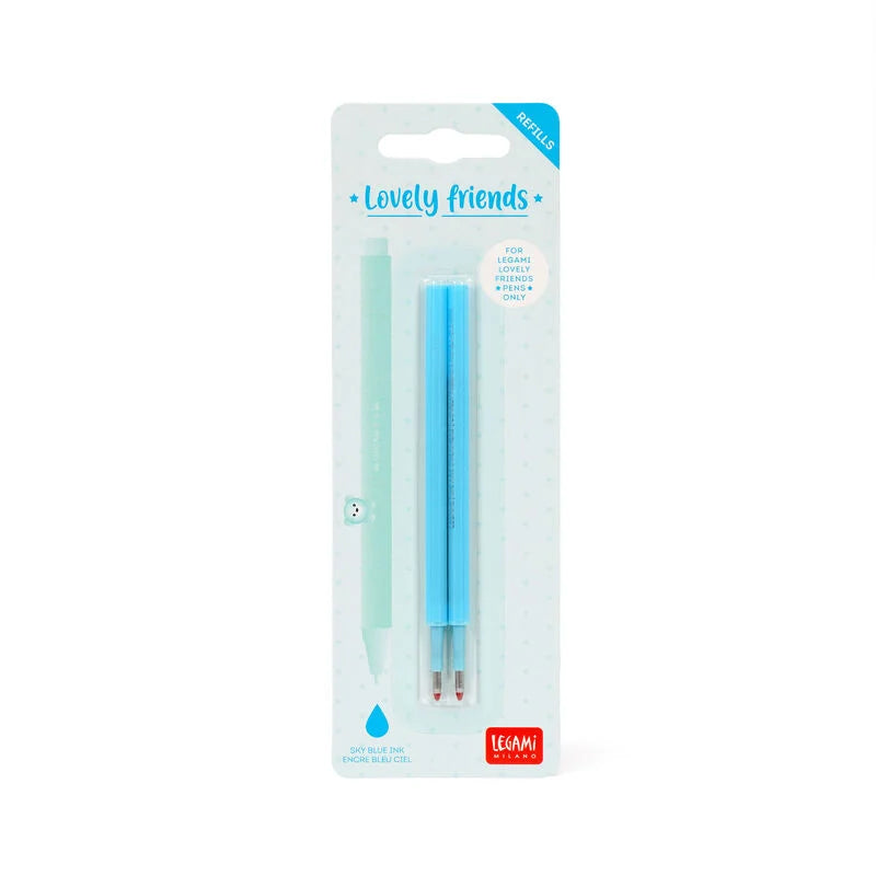 Stationery | Legami Erasable Pen Refills Lovely Friends 2Pk Sky Blue by Weirs of Baggot Street