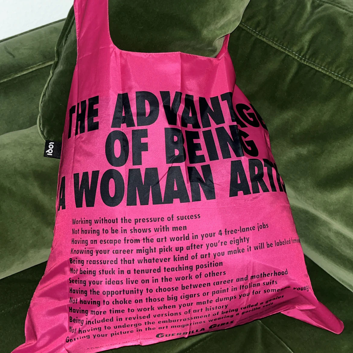 Sustainable Living Loqi Guerrilla Girls Artist Recycled Bag by Weirs of Baggot Street