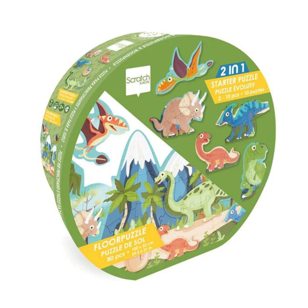 Toys Games and Puzzles Scratch 2-in-1 Starter & Floor Puzzle: Dinosaurs by Weirs of Baggot Street