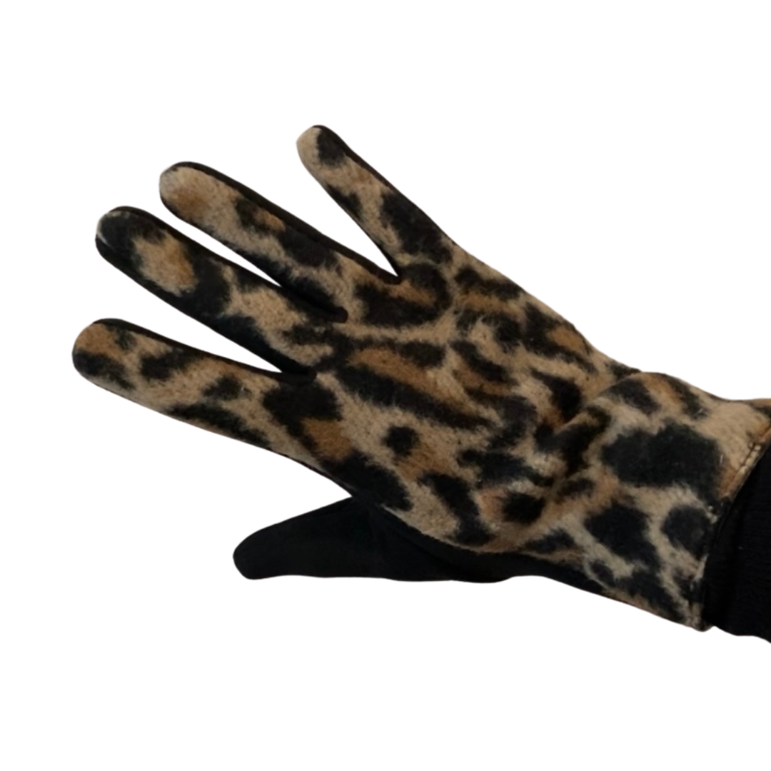 Winter Accessories - Beige Leopard Soft Fabric Gloves by Weirs of Baggot Street