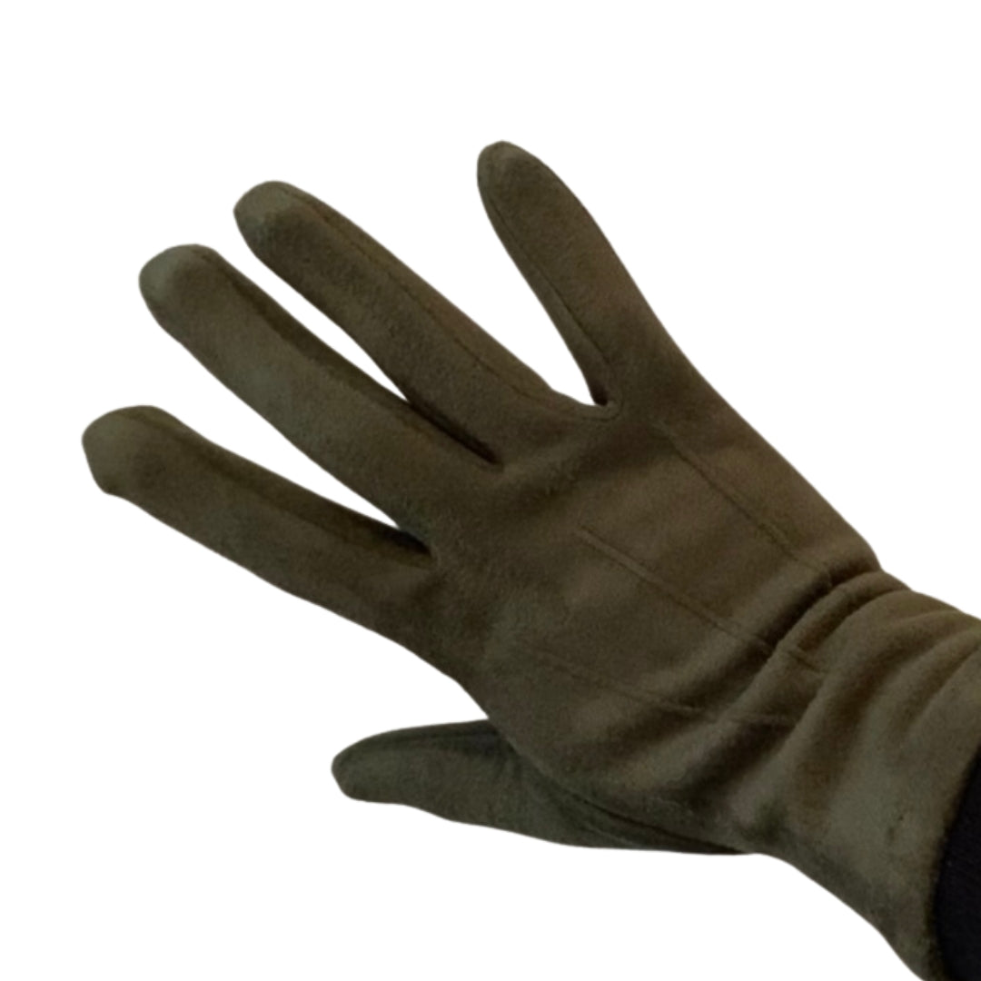 Winter Accessories - Dark Olive Green Soft Fabric Gloves by Weirs of Baggot Street