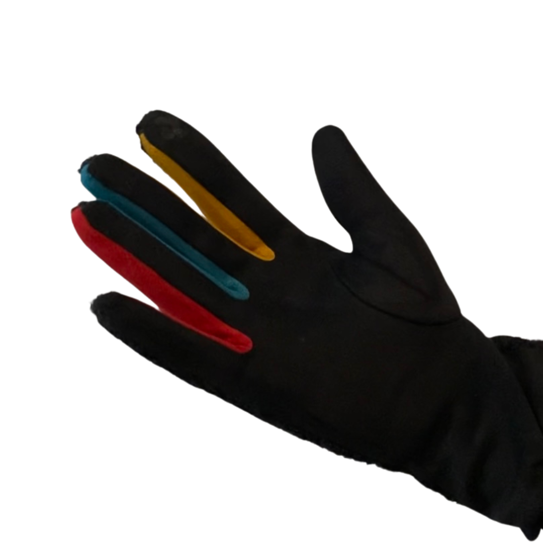  Winter Accessories - Textured Black and Multi-coloured Soft Fabric Gloves by Weirs of Baggot Street