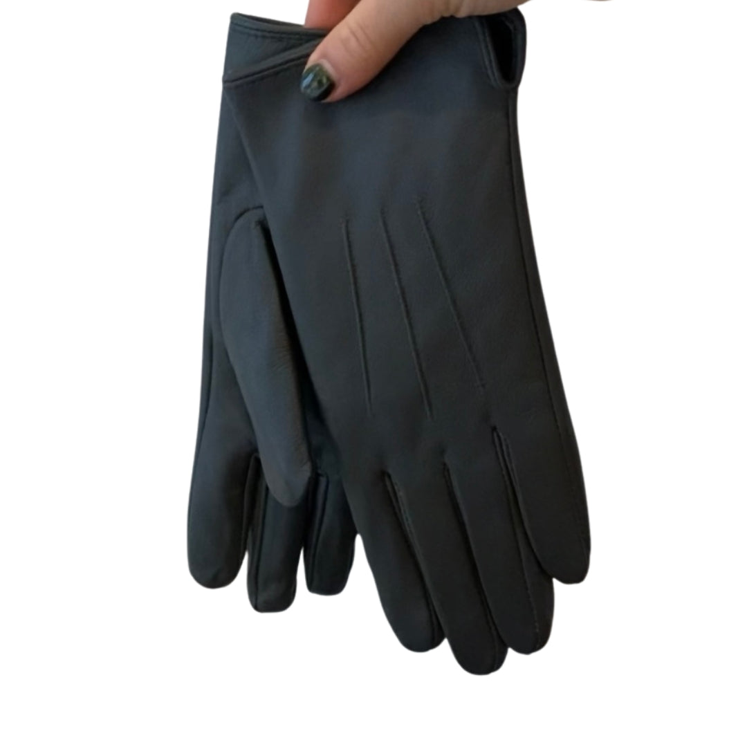 Winter Accessories | Dark Grey Leather Gloves by Weirs of Baggot Street