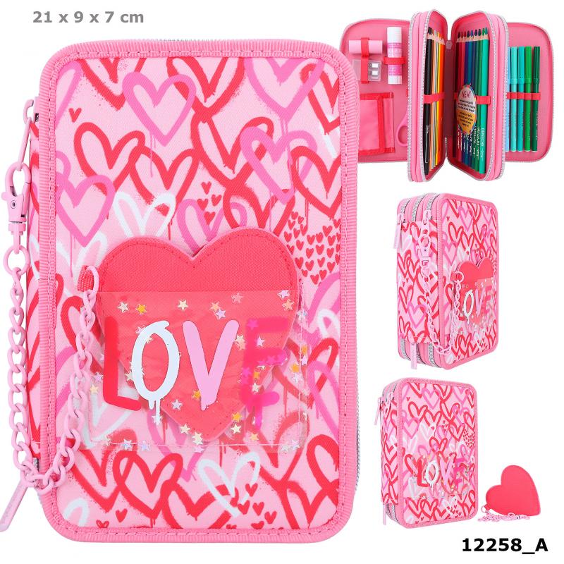 Bubs & Kids | Topmodel Triple Pencil Case With Pu Heart One Love by Weirs of Baggot Street
