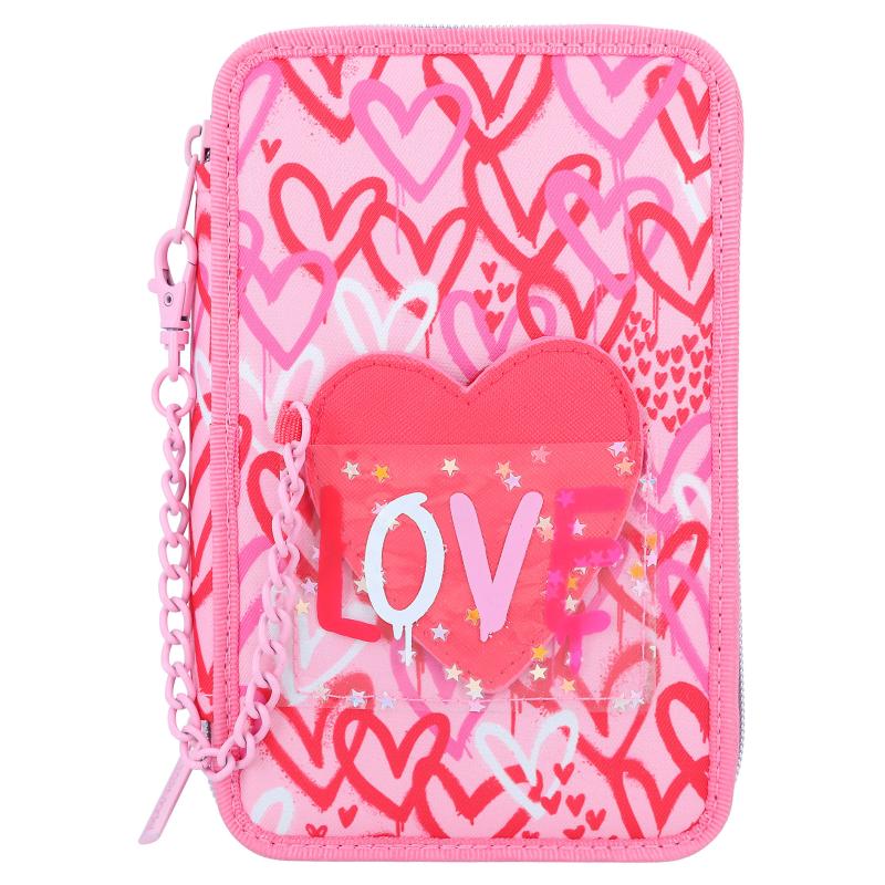 Bubs & Kids | Topmodel Triple Pencil Case With Pu Heart One Love by Weirs of Baggot Street