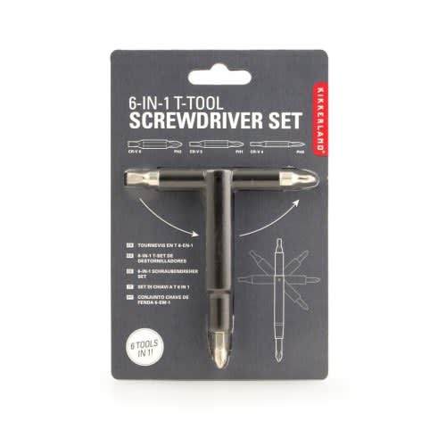 Kikkerland 6-in-1 T-Tool Screwdriver Set