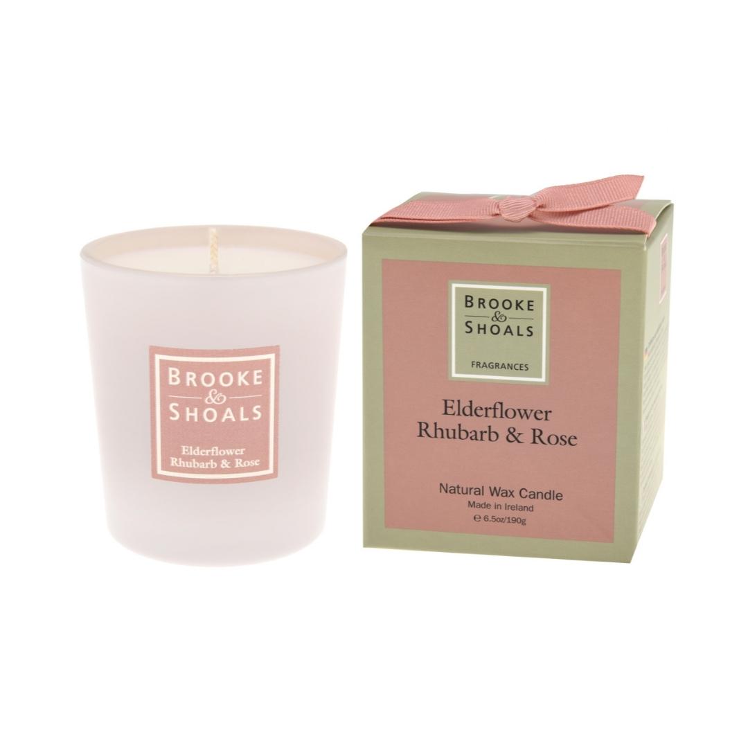 Brooke & Shoals Candle Elderflower Rhubarb & Rose by Weirs of Baggot Street. Celebrating Irish Creators