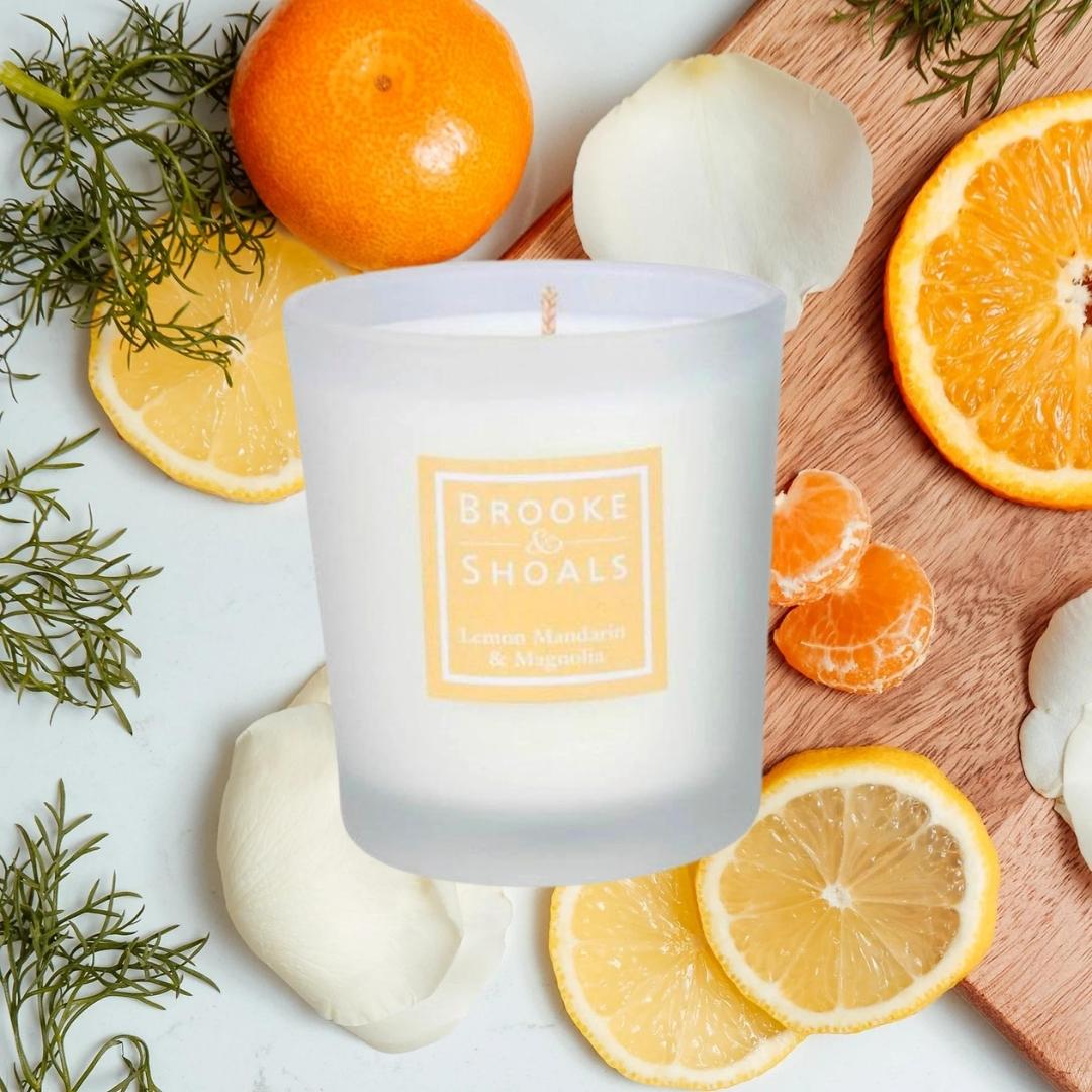 Brooke & Shoals Candle - Lemon Mandarin & Magnolia by Weirs of Baggot Street. Celebrating Irish Creators