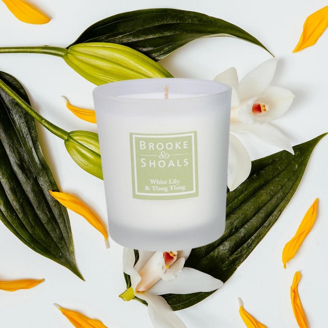 Brooke & Shoals Candle White Lily & Ylang Ylang by Weirs of Baggot Street. Celebrating Irish Creators