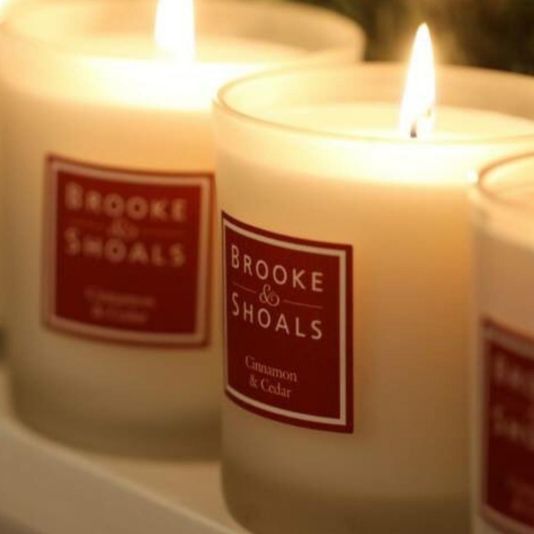 Brooke & Shoals Candle Cinnamon & Cedar by Weirs of Baggot Street. Celebrating Irish Creators