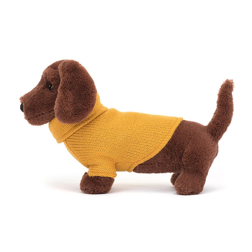 Bubs & Kids | Jellycat Sweater Sausage Dog Yellow by Weirs of Baggot Street