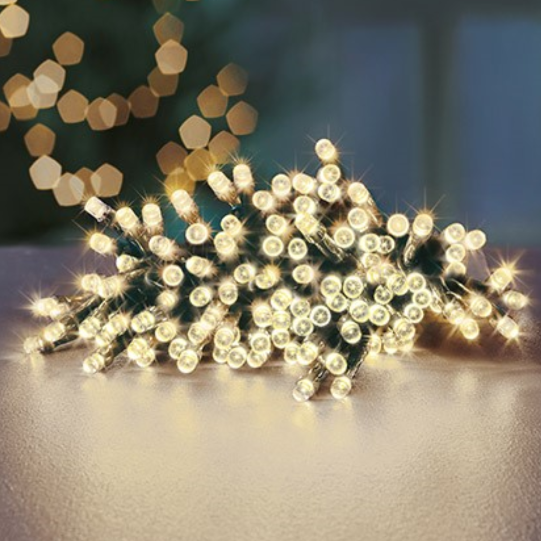 Christmas Lights | 200 Multi-Action LED Supabrights - Warm White by Weirs of Baggot St