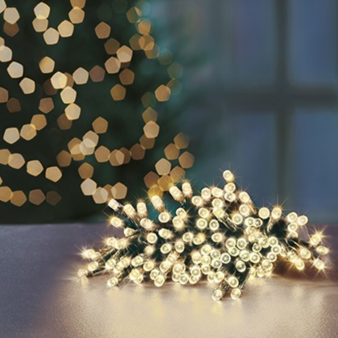 Christmas Lights | 200 Multi-Action LED Supabrights - Warm White by Weirs of Baggot St