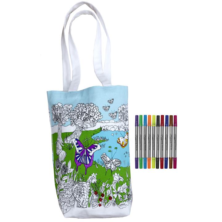 Eat Sleep Doodle Colour & Carry Butterfly Tote Bag