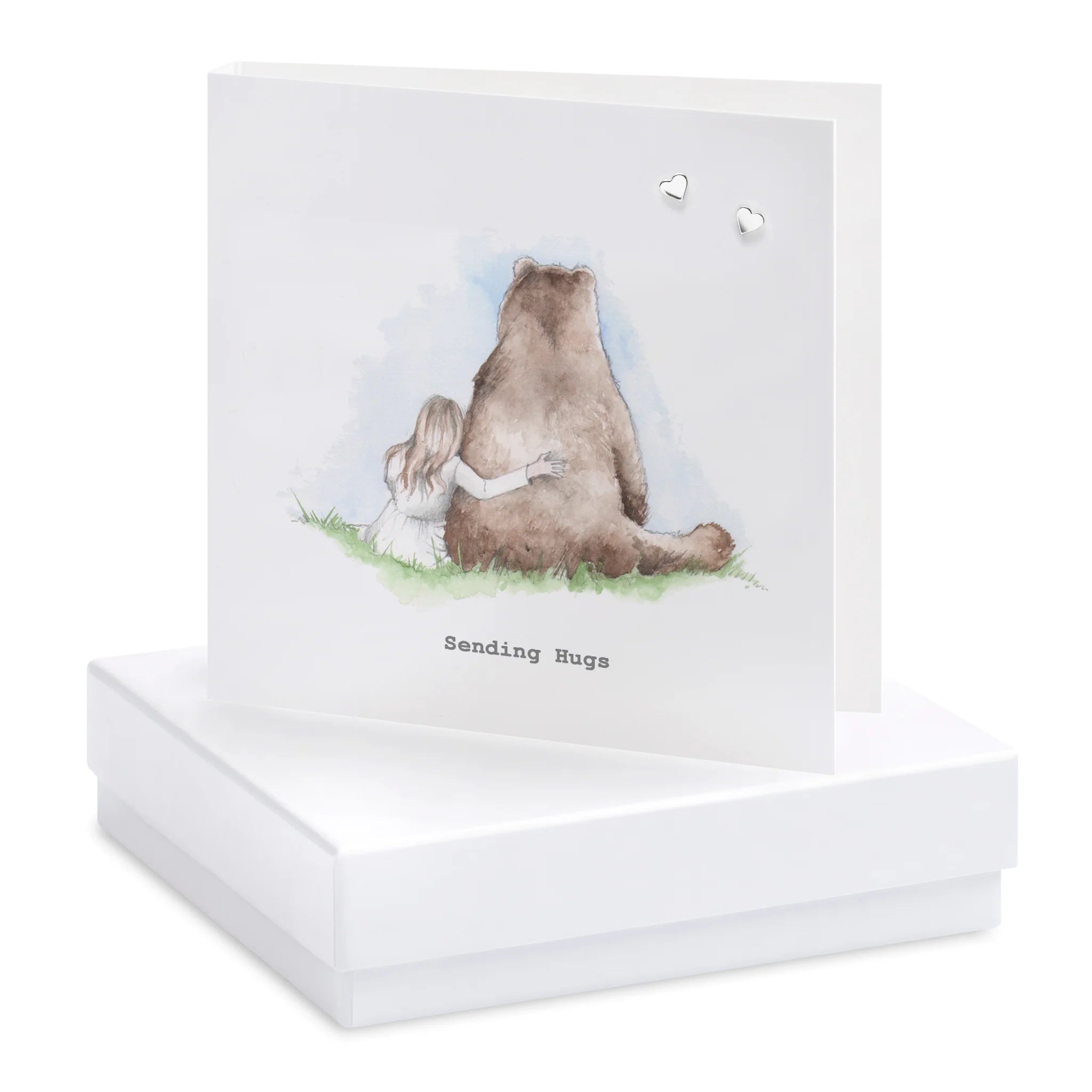Crumble & Core | Sending Hugs Card with Earrings in a White Box by Weirs of Baggot Street