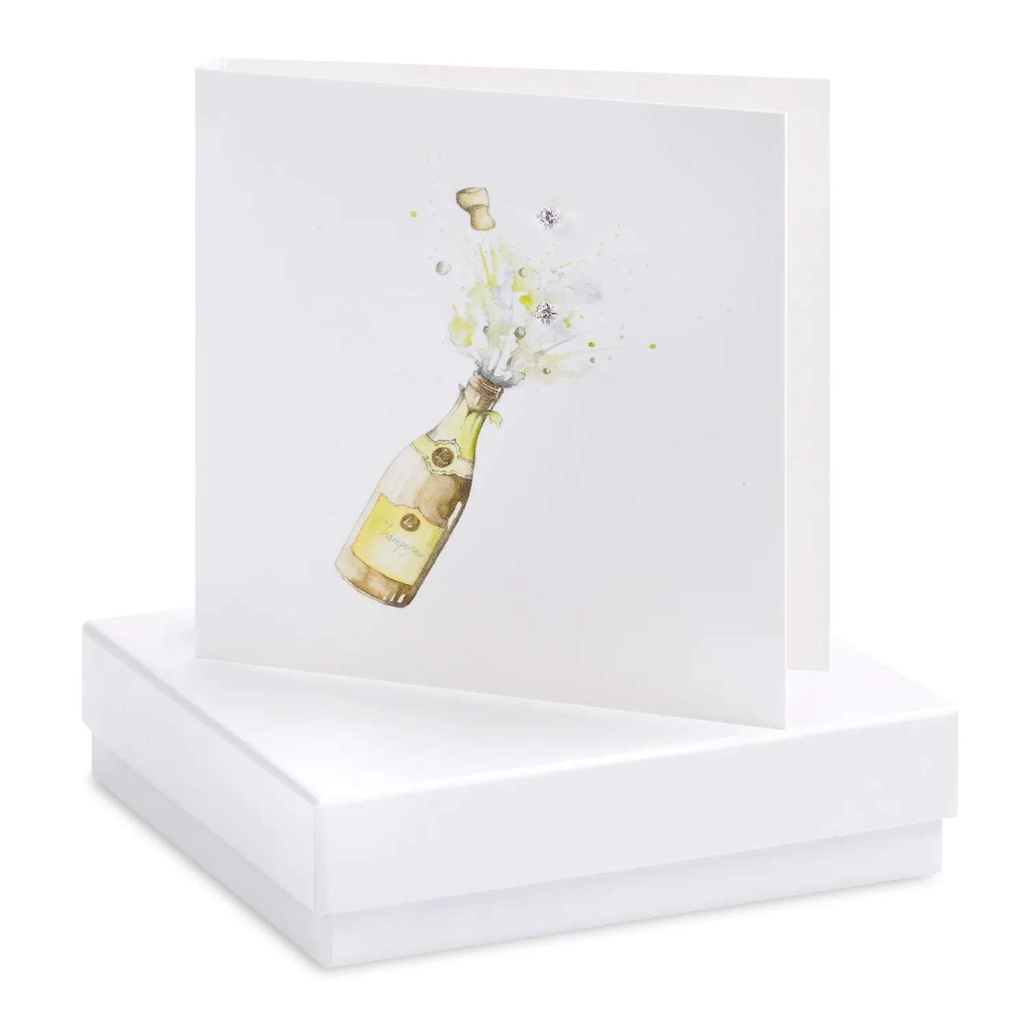 Crumble & Core | Champagne Card with Earrings in a White Box by Weirs of Baggot Street