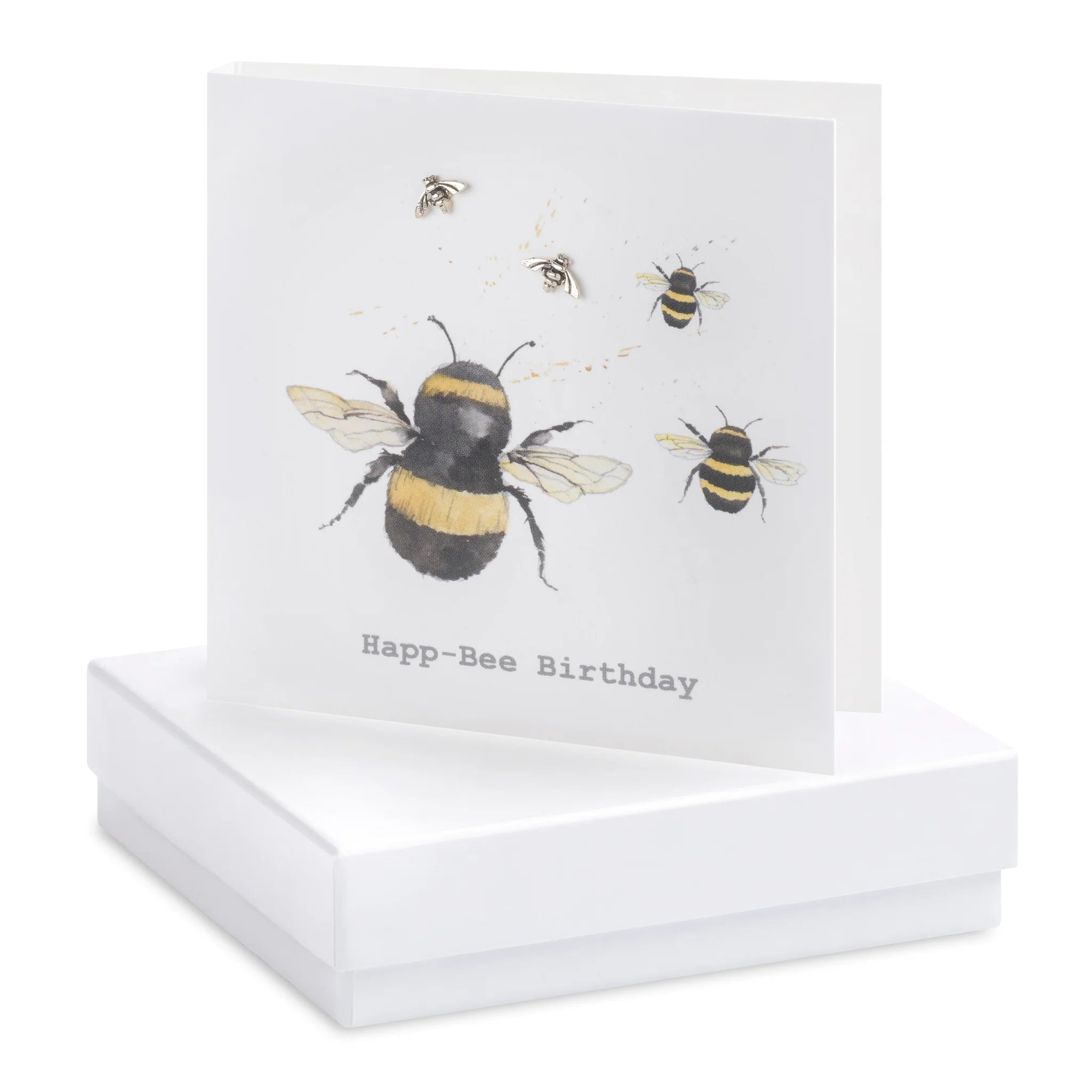 Crumble & Core | Happ-Bee Birthday Card with Earrings in a White Box by Weirs of Baggot St