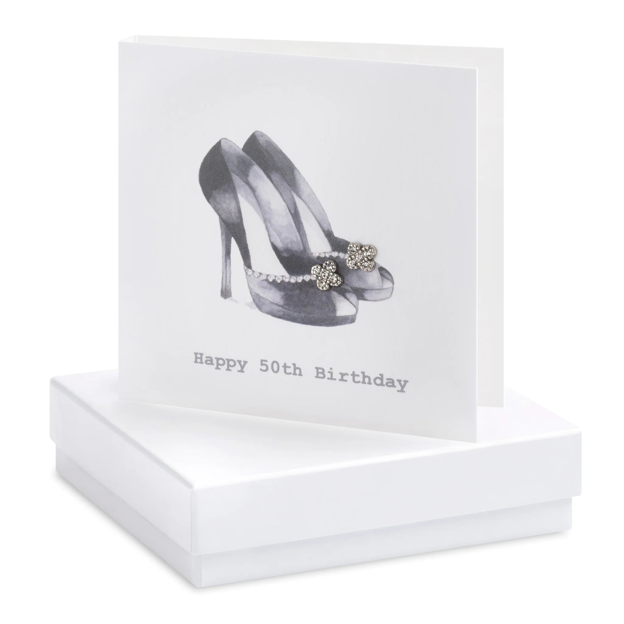 Crumble & Core | 50th Birthday Card with Earrings in a White Box Weirs of Baggot Street