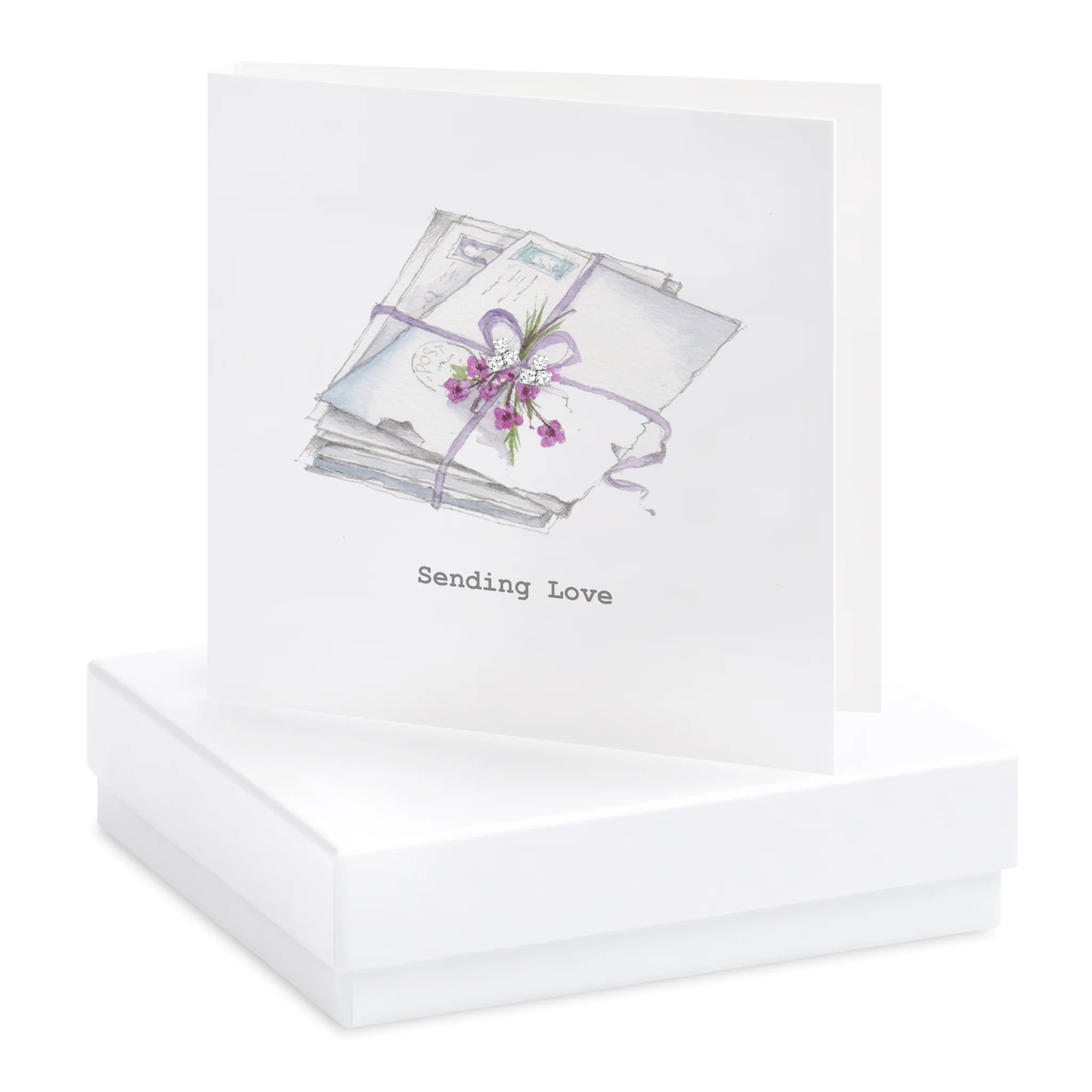 Crumble & Core | Sending Love Card with Earrings in a White Box by Weirs of Baggot Street