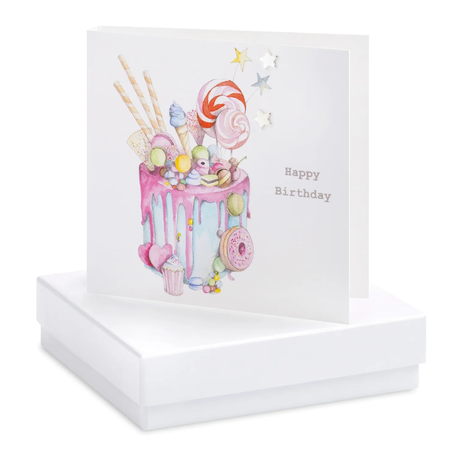 Crumble & Core | Scrumptious Happy Birthday Card with Earrings in a White Box by Weirs of Baggot St