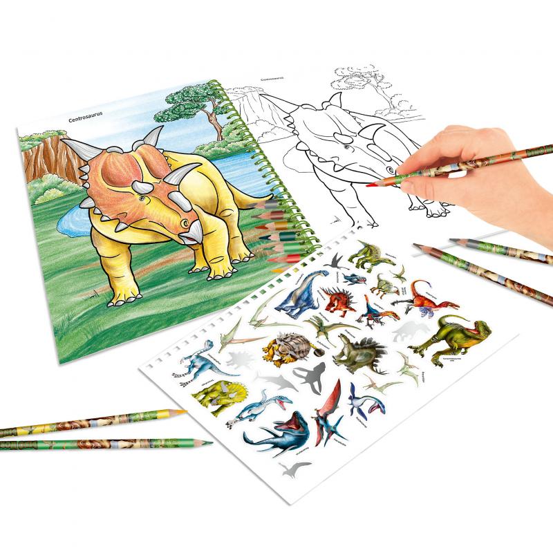 Bubs & Kids | Dino World Colouring Book With Coloured Pencils by Weirs of Baggot Street