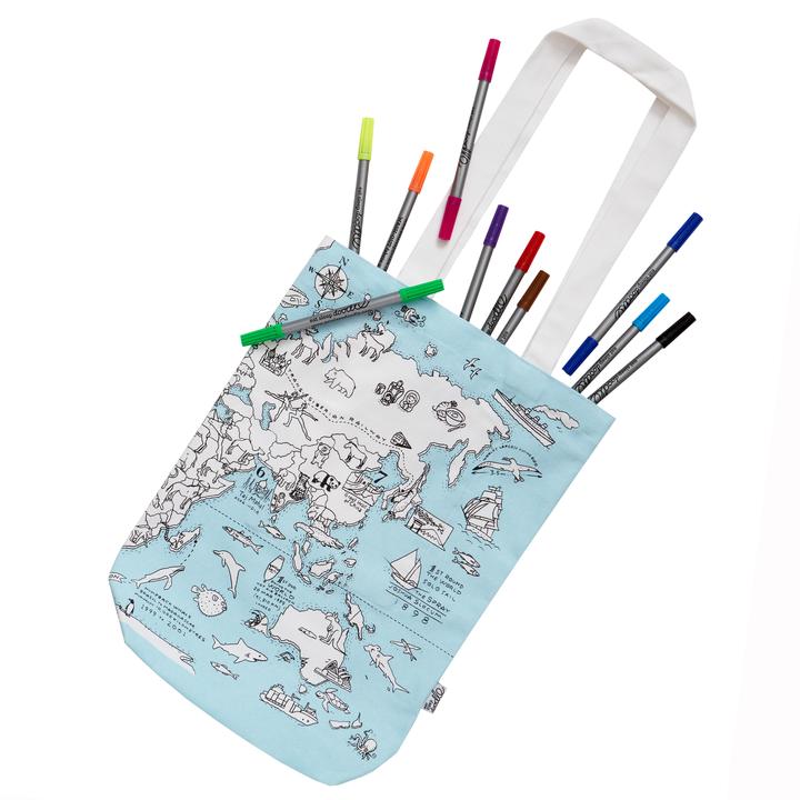Eat Sleep Doodle Colour & Carry World Map Tote Bag