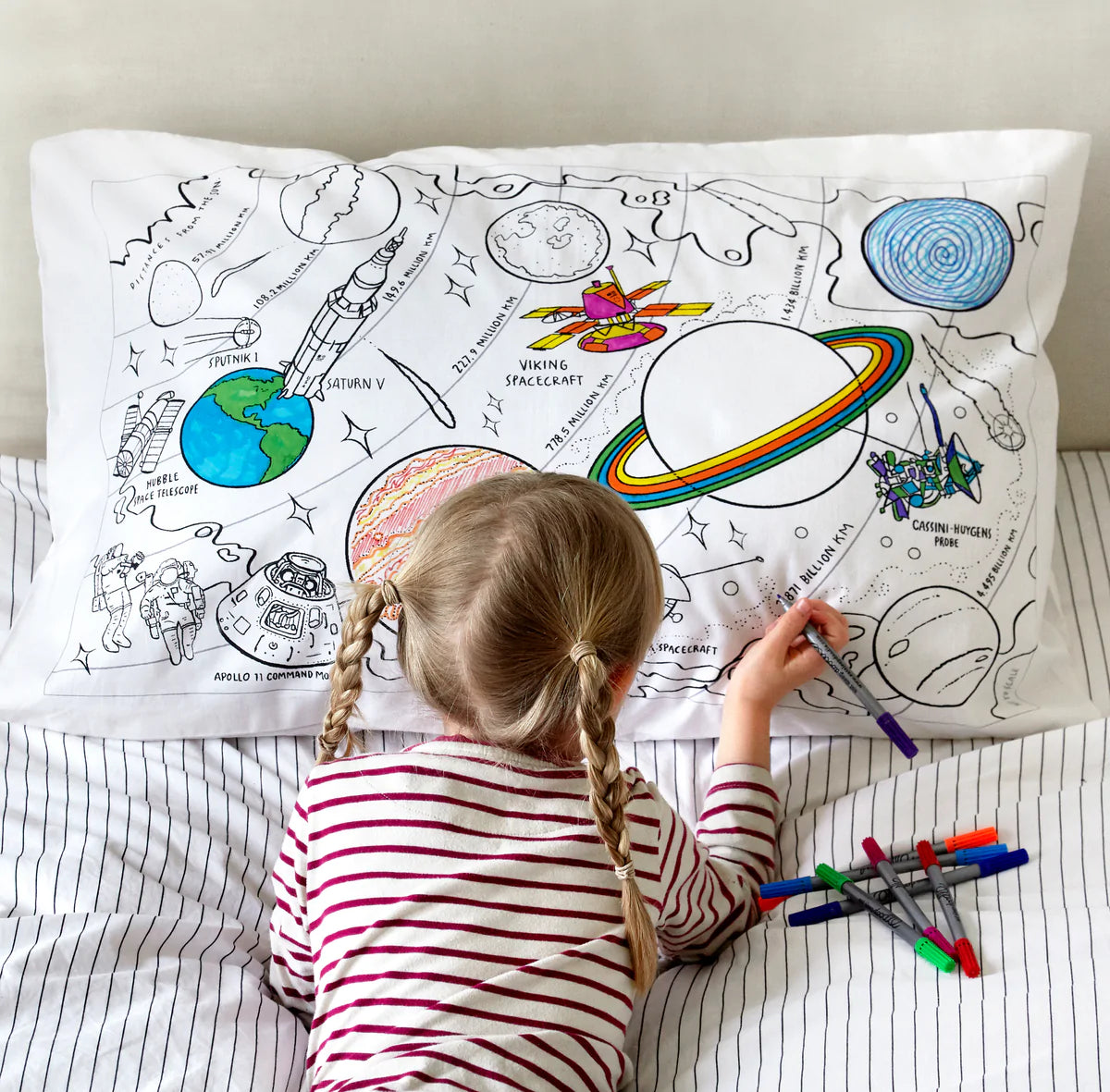 Fab Gifts | Eat Sleep Doodle Pillowcase Space by Weirs of Baggot Street