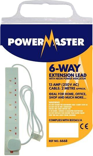 Extension Leads| Powermaster Extension Lead 6 Gang 2m 13 Amp by Weirs of Baggot St