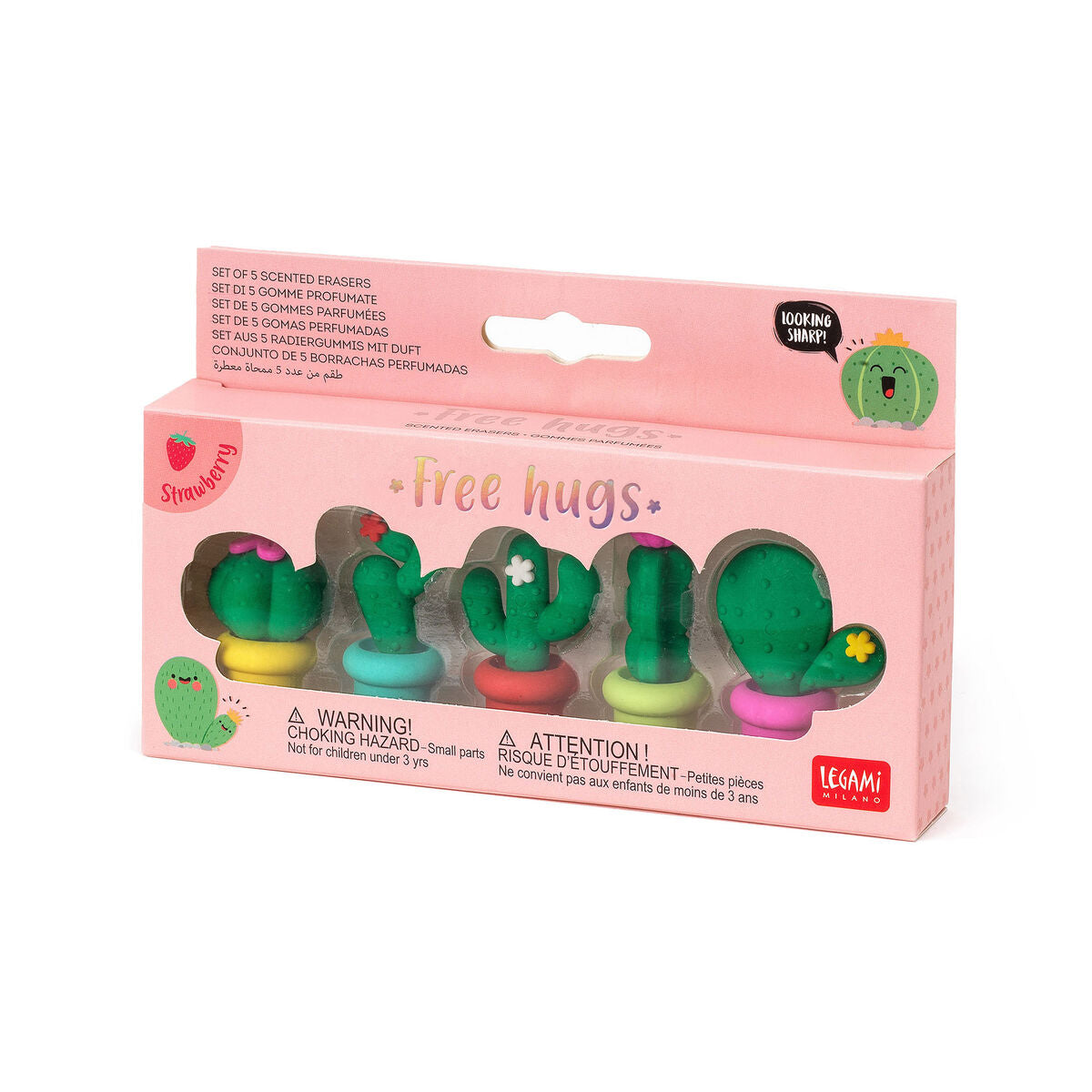 Fab Gifts | Legami Free Hugs Set Of 5 Cactus Erasers by Weirs of Baggot Street