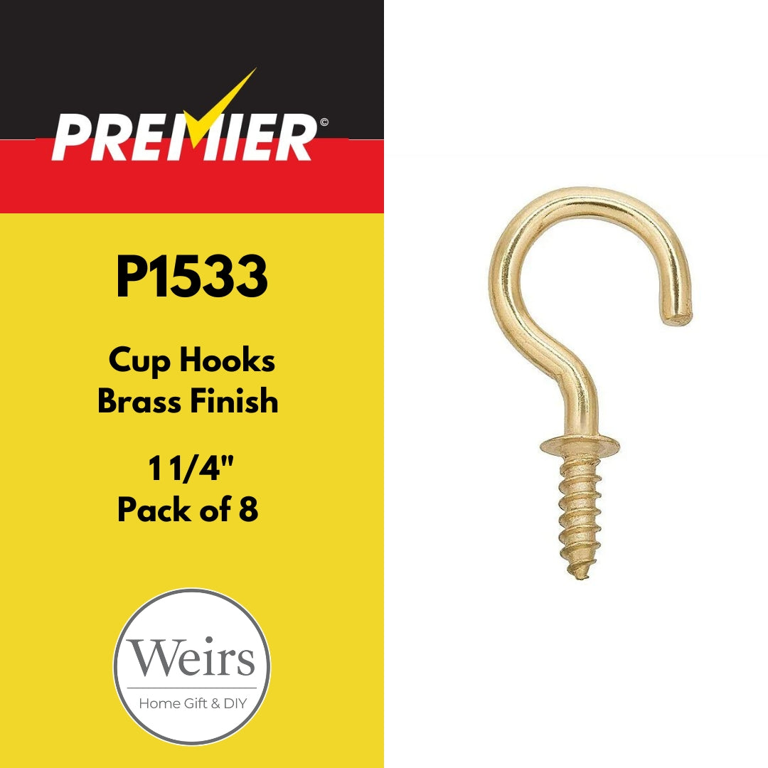 Fixtures & Fasteners _ Premier Cup Hook Brass Finish 1 1/4" by Weirs of Baggot Street.jpg